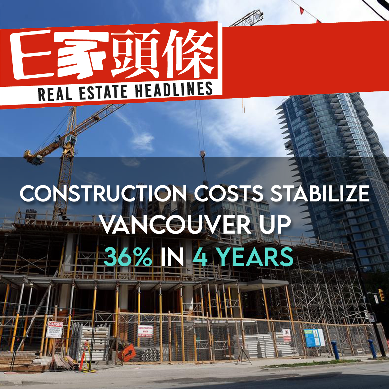 Construction Cost Stabilize – Vancouver Up 36% in 4 Years